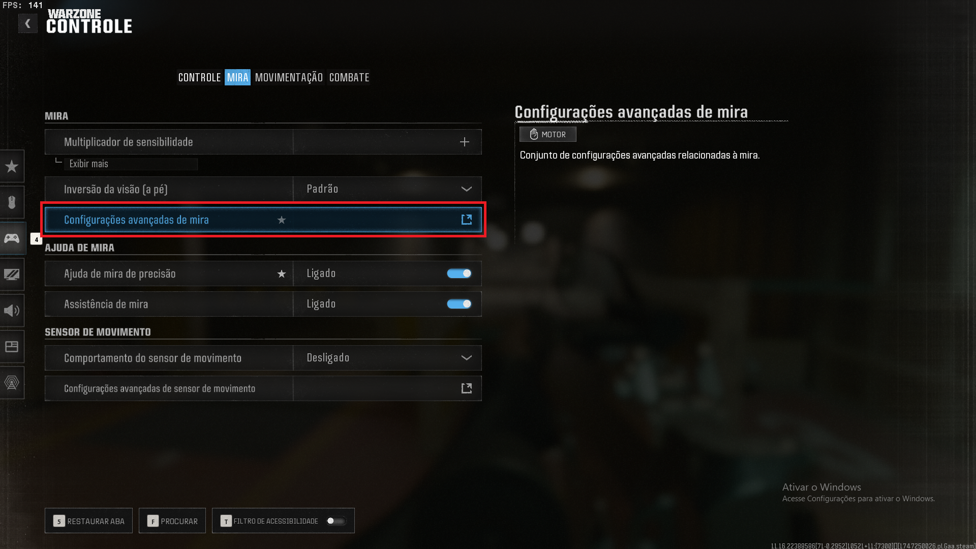 Passo 4: Configurações Avançadas de Mira
